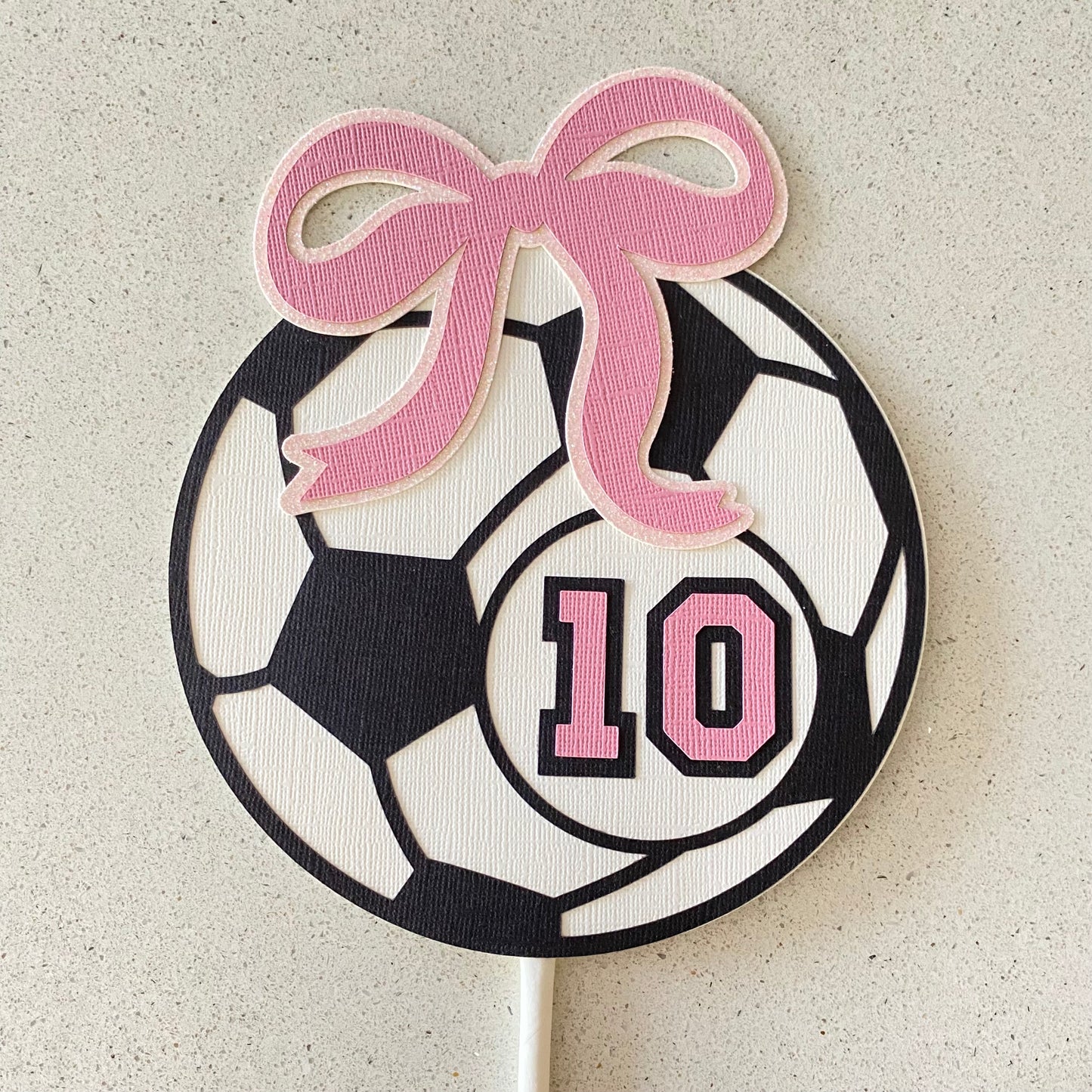 Pink Bow Soccer Ball Cake Topper
