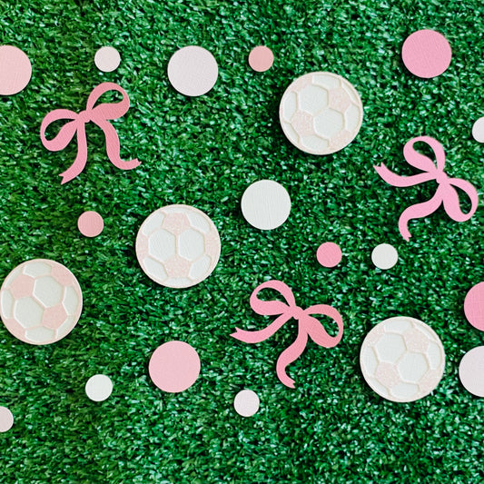 Pink Soccer Ball & Bow Confetti