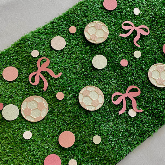 Pink Soccer Ball & Bow Confetti