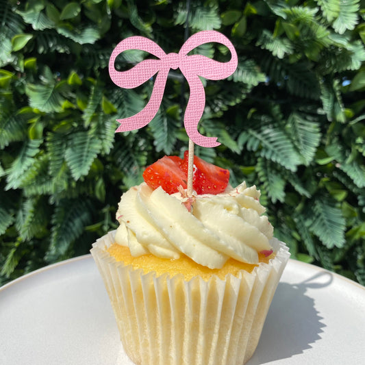 Pink Bow Cupcake Toppers