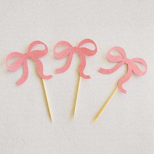 Pink Bow Cupcake Toppers