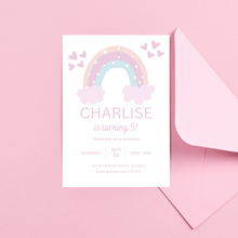 Load image into Gallery viewer, Pastel Rainbow Birthday Invitation INSTANT DOWNLOAD