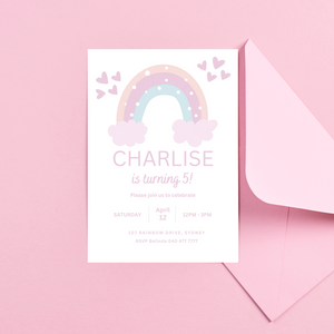 Pastel Rainbow Birthday Invitation INSTANT DOWNLOAD