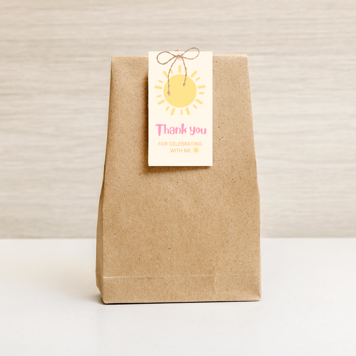 First Trip Around the Sun Thank You Tags – Pink 1st Birthday Canva Template