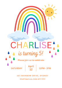 Rainbow Birthday Invitation INSTANT DOWNLOAD