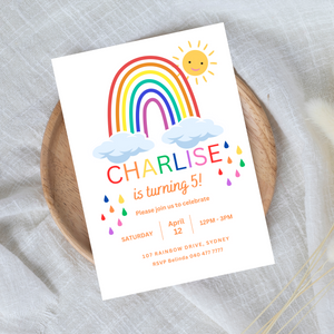 Rainbow Birthday Invitation INSTANT DOWNLOAD