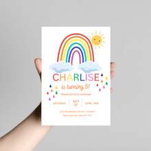 Load image into Gallery viewer, Rainbow Birthday Invitation INSTANT DOWNLOAD