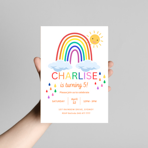 Rainbow Birthday Invitation INSTANT DOWNLOAD