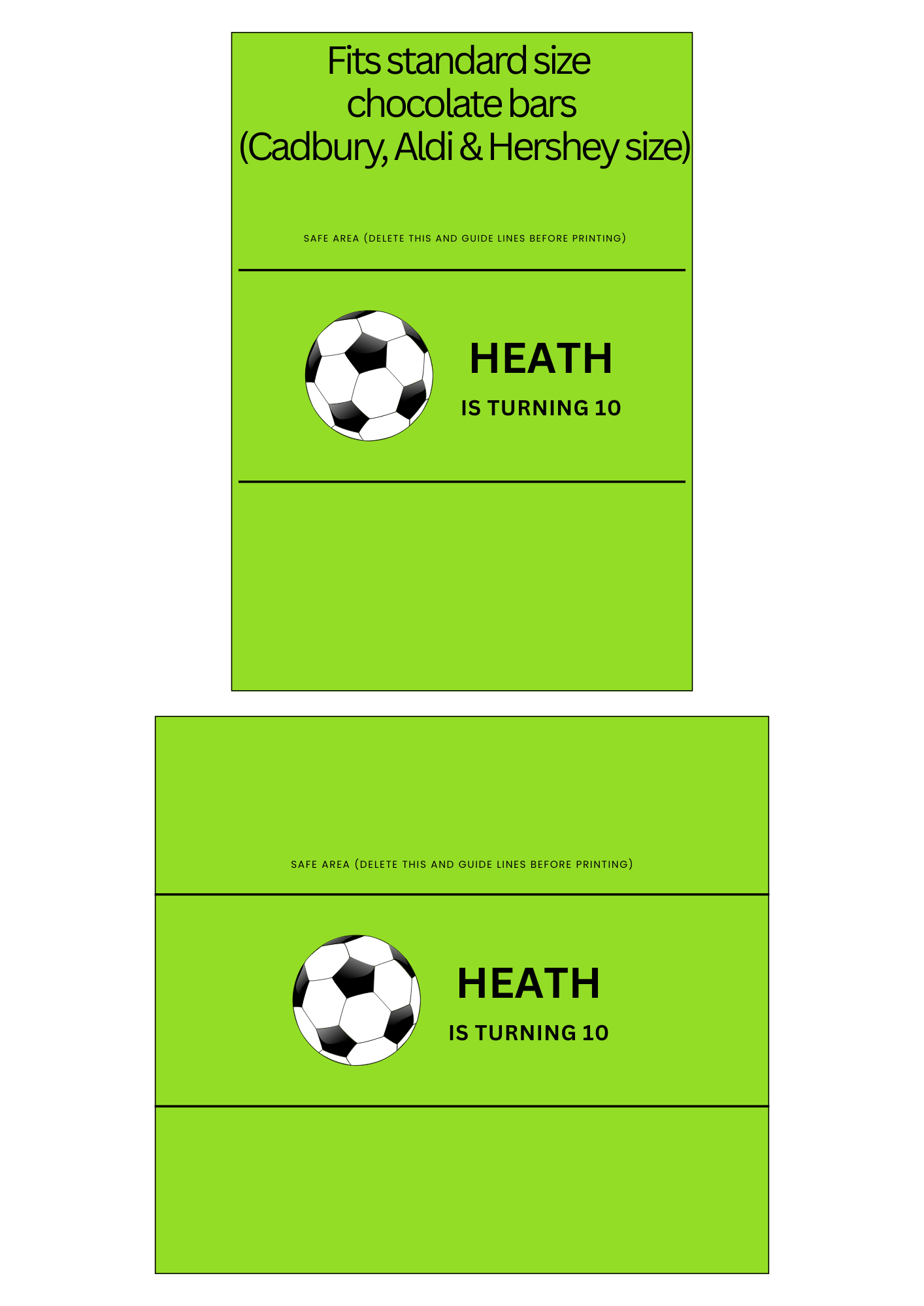 Editable Soccer Birthday Chocolate Wrapper Template (Digital Download)