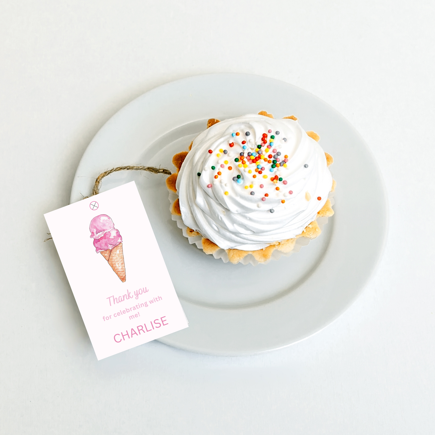 Ice Cream Birthday Favor Tag, Sweet One Party Thank You (Digital Download)