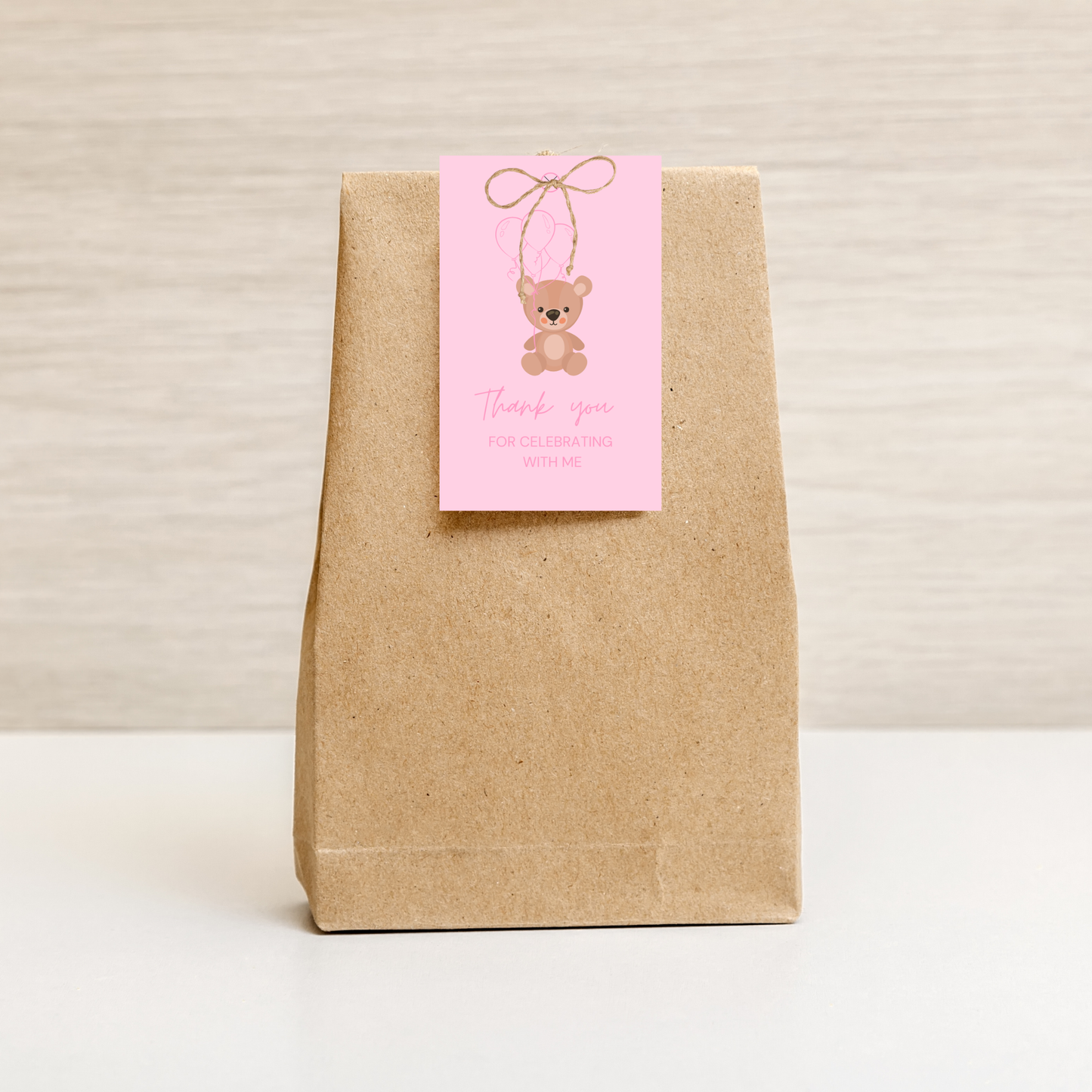 Editable Brown Bear Balloon Gift Tags Template | Digital Download