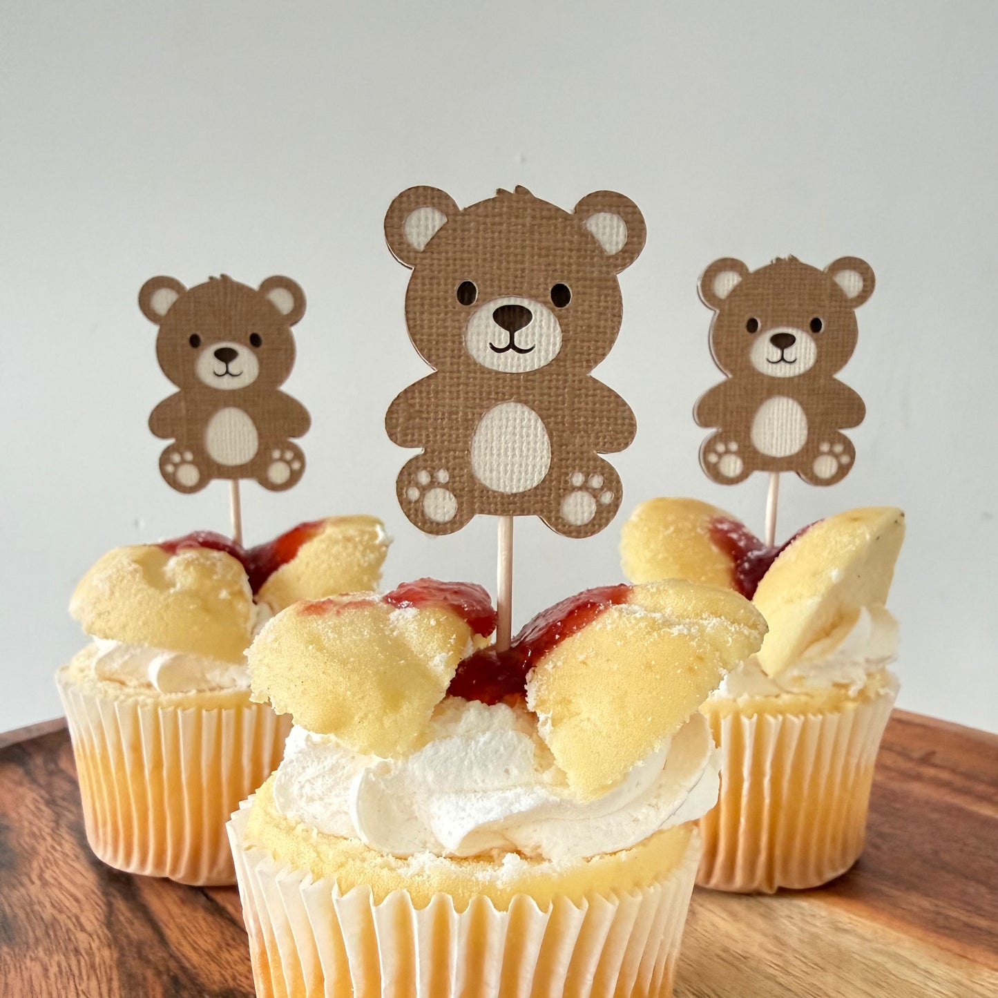Teddy Bear Cupcake Toppers | Neutral Baby Shower & Gender Reveal Decor