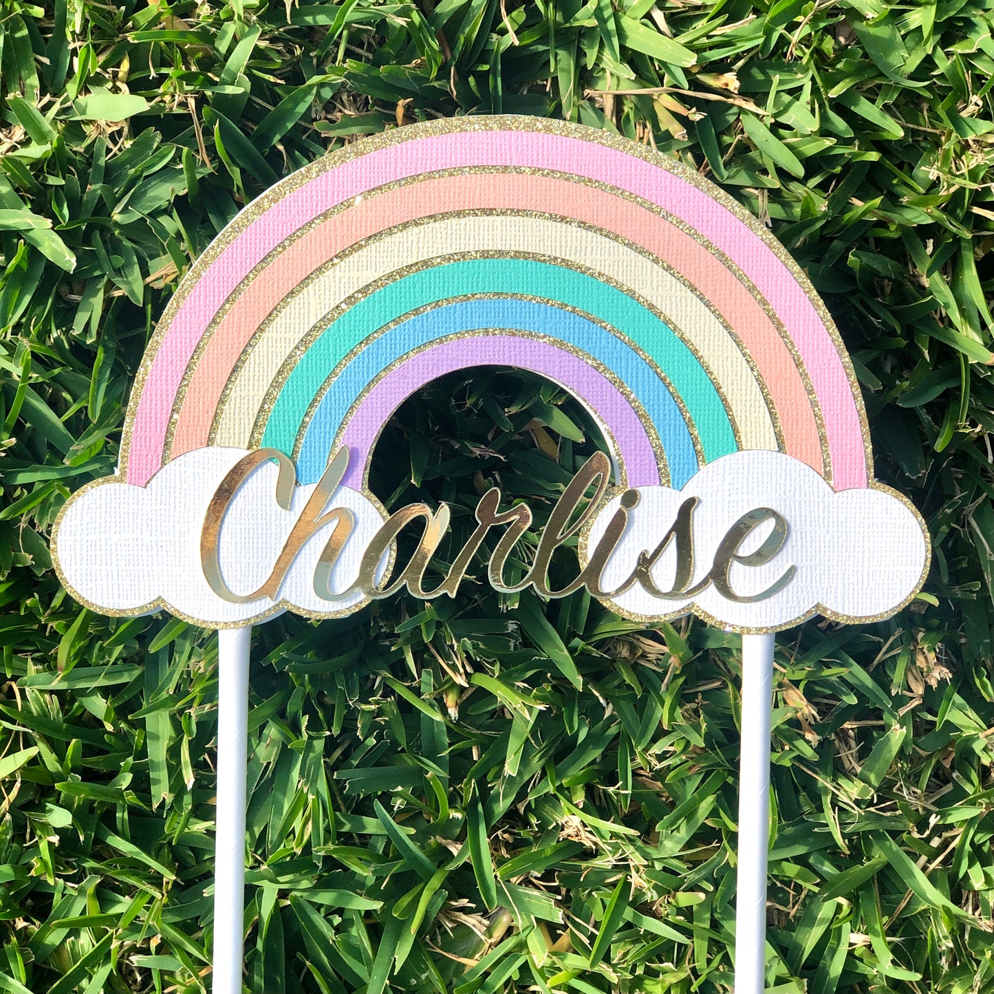 Pastel Rainbow Cake Topper