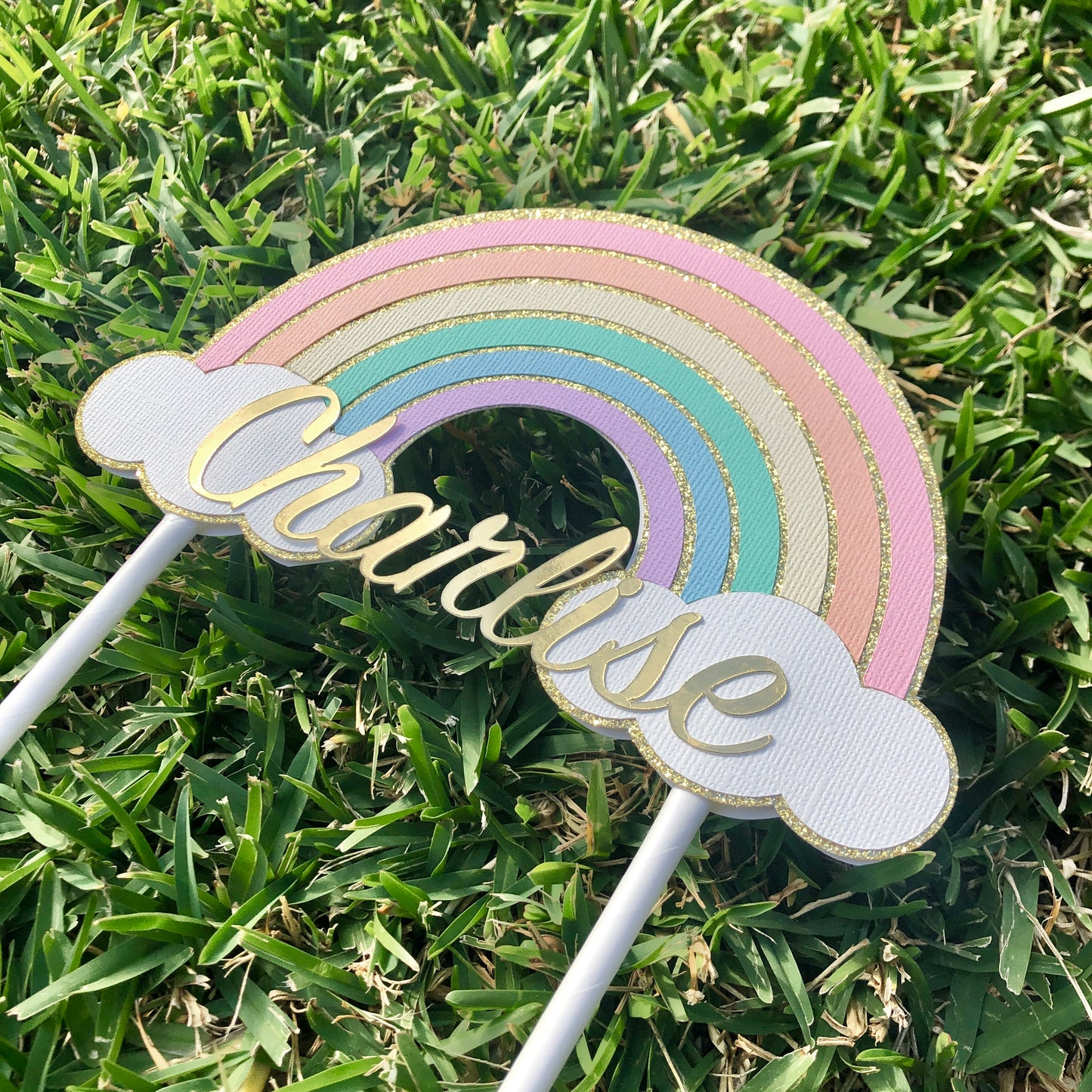 Pastel Rainbow Cake Topper