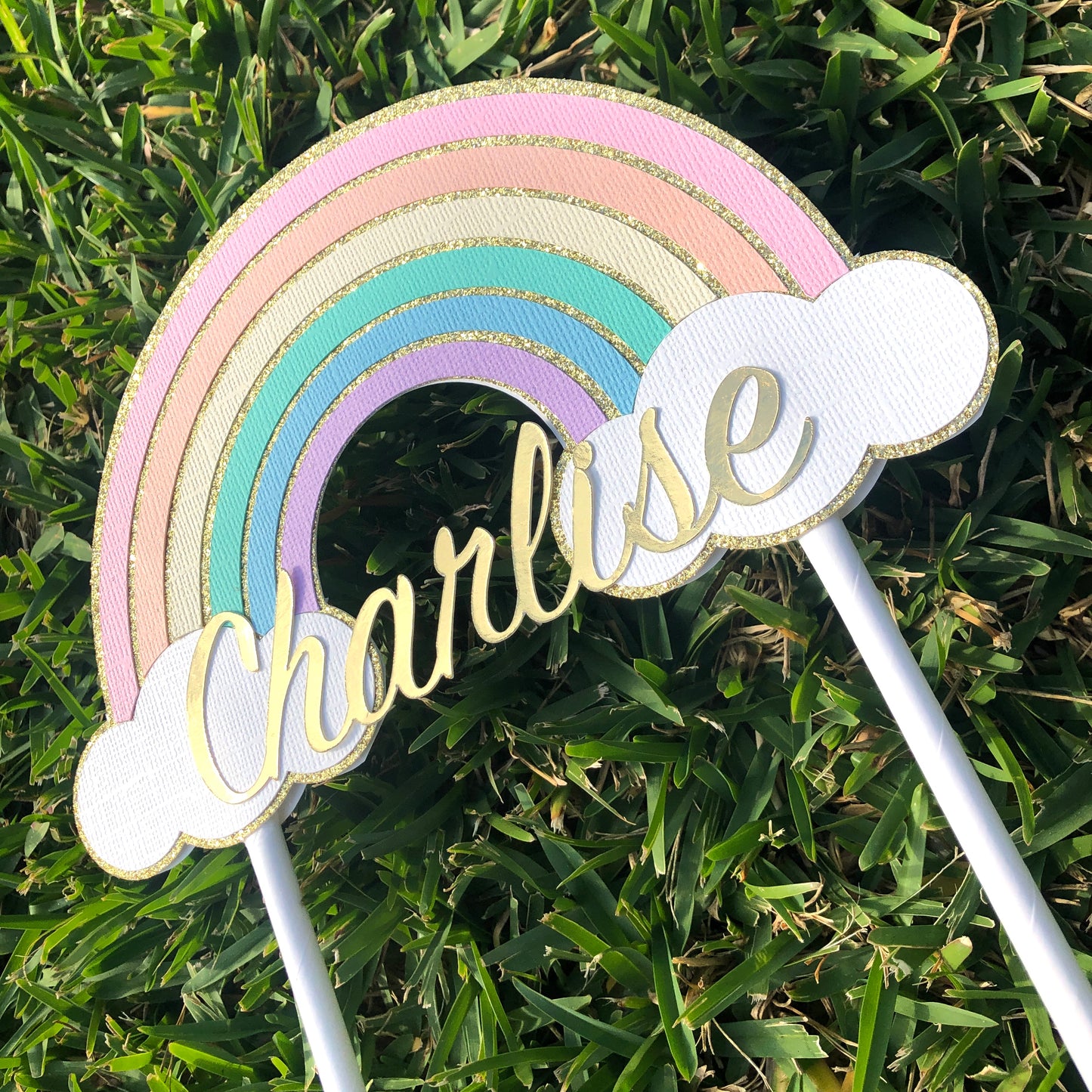 Pastel Rainbow Cake Topper