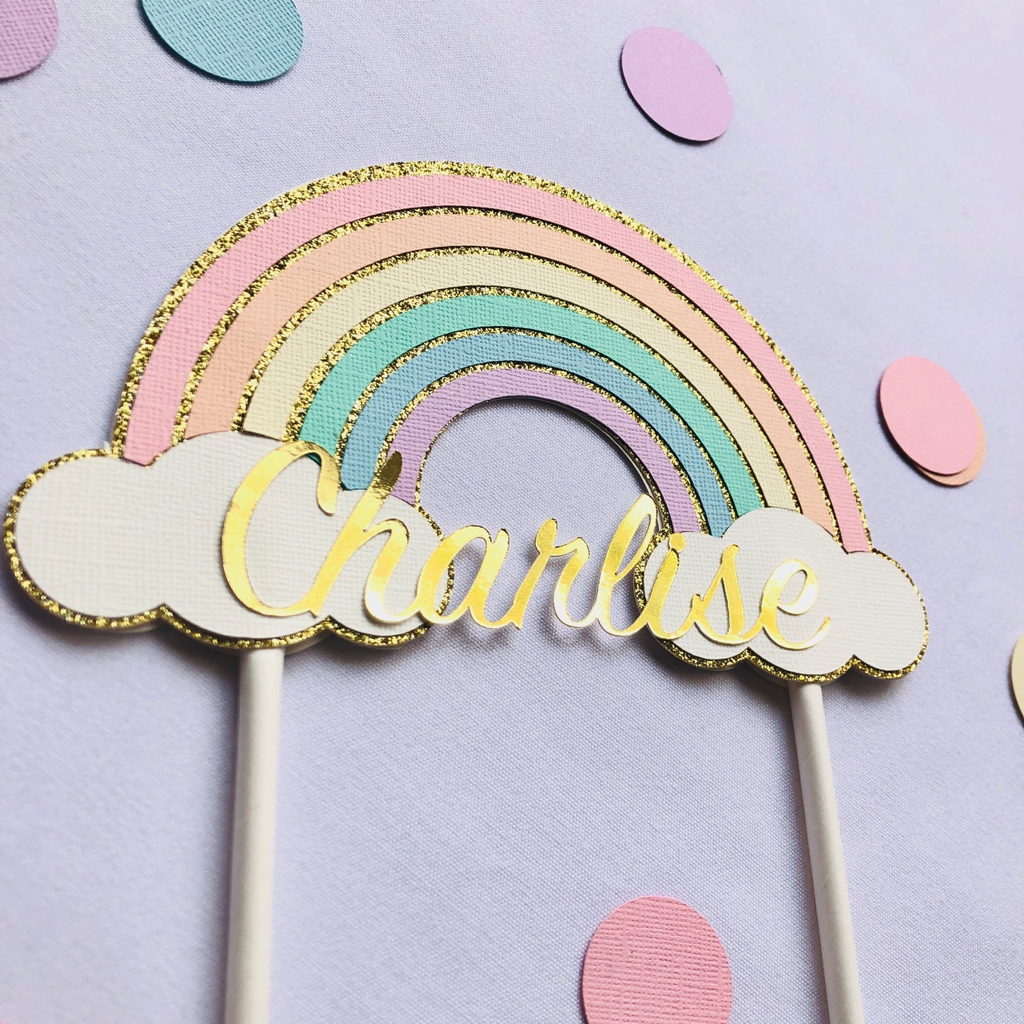 Pastel Rainbow Cake Topper