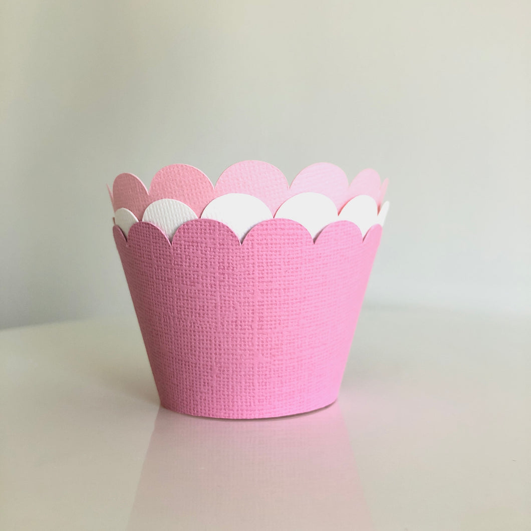 Pastel Pink and White Cupcake Wrappers