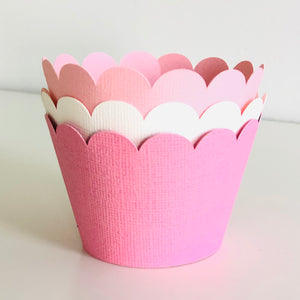 Pastel Pink and White Cupcake Wrappers