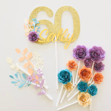 Load image into Gallery viewer, 60th Floral Birthday Cake Topper