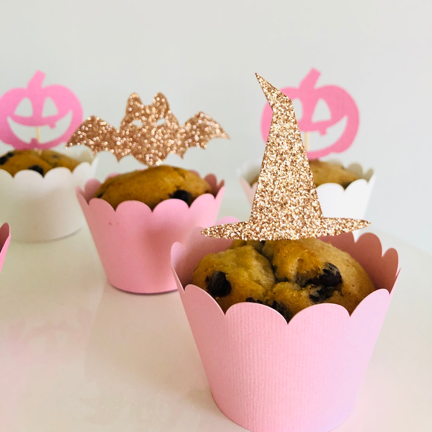 Pastel Pink Halloween Cupcake Topper