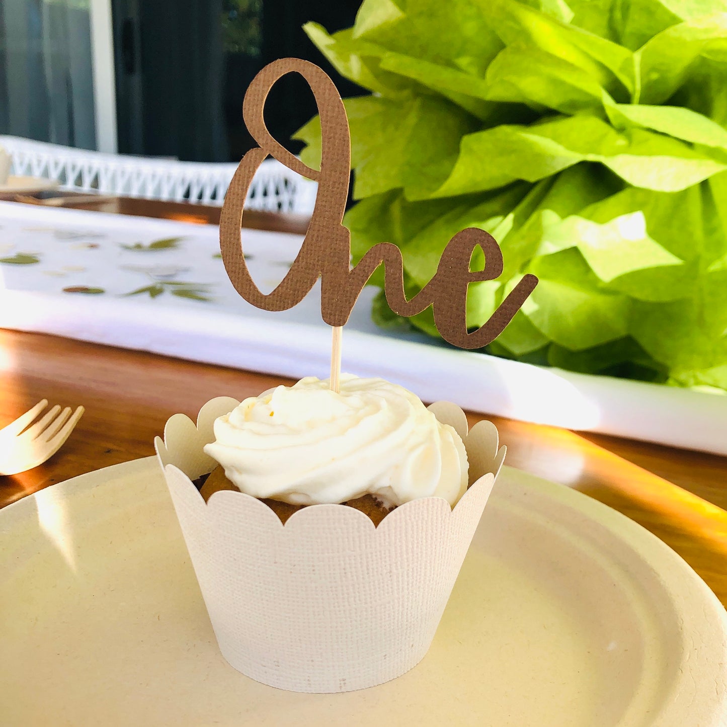Green, Brown and Cream Cupcake Wrappers