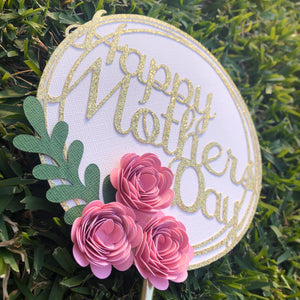 Happy Mothers Day Flower Cake Topper