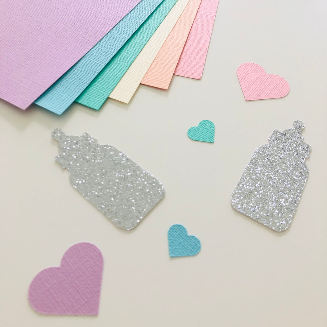 Pastel Baby Bottle Confetti - Baby Shower Table Scatters