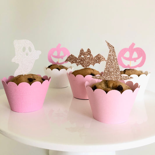 Pastel Pink Halloween Cupcake Topper