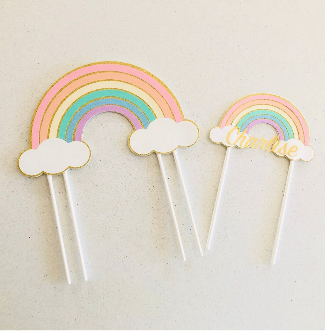 Pastel Rainbow Twin Cake Topper