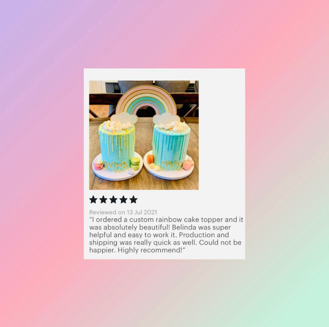 Pastel Rainbow Twin Cake Topper