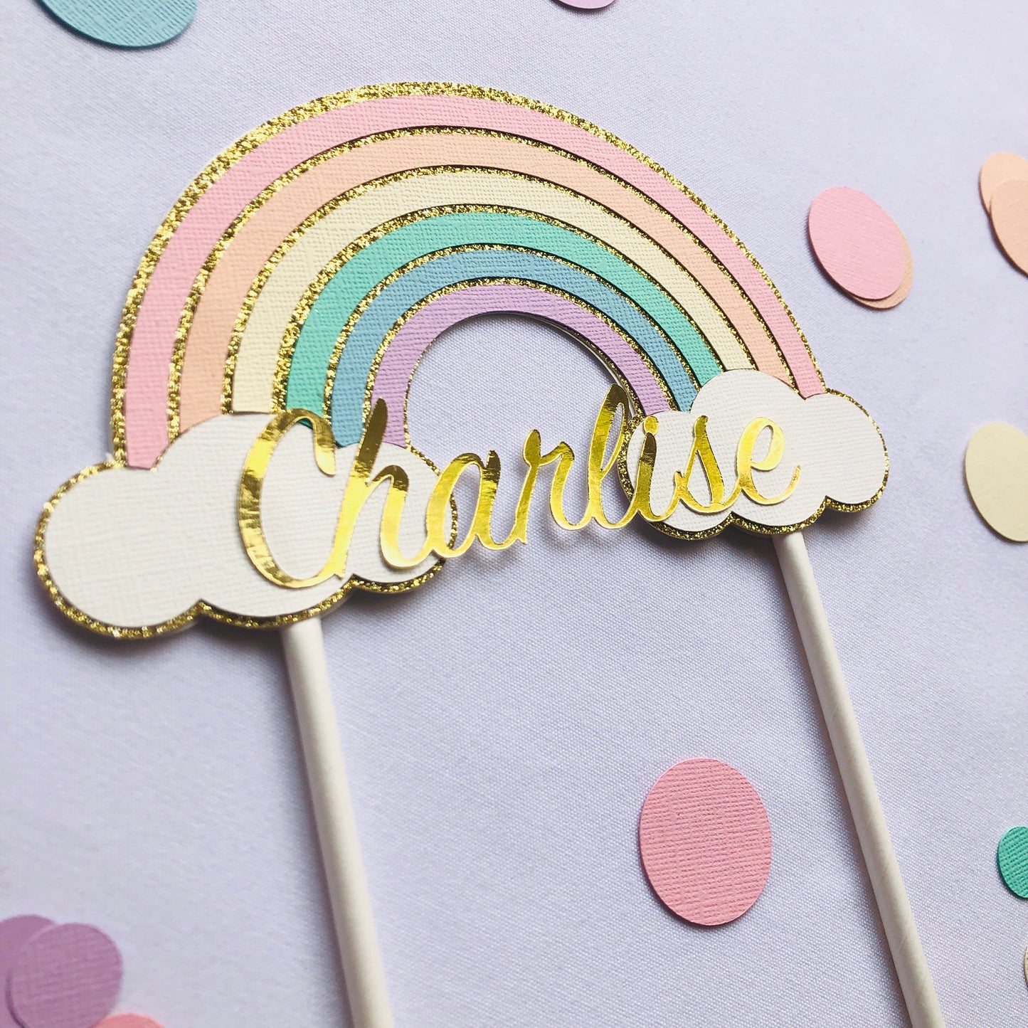 Pastel Rainbow Cake Topper