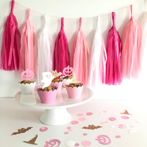 Pastel Pink White Tissue Paper Tassel Garland