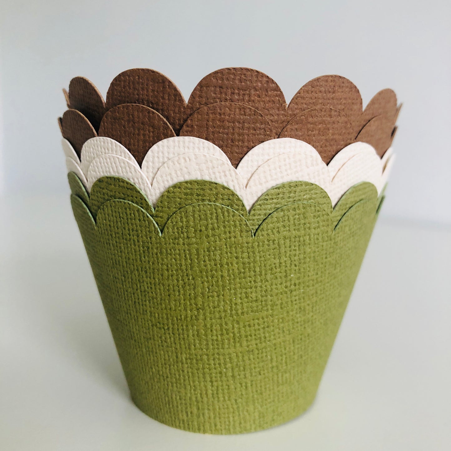 Green, Brown and Cream Cupcake Wrappers
