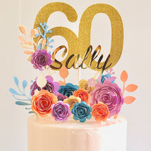 Load image into Gallery viewer, 60th Floral Birthday Cake Topper