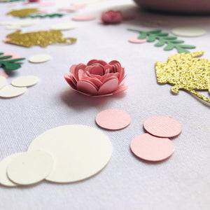 Teapot gold pink 3D flower confetti