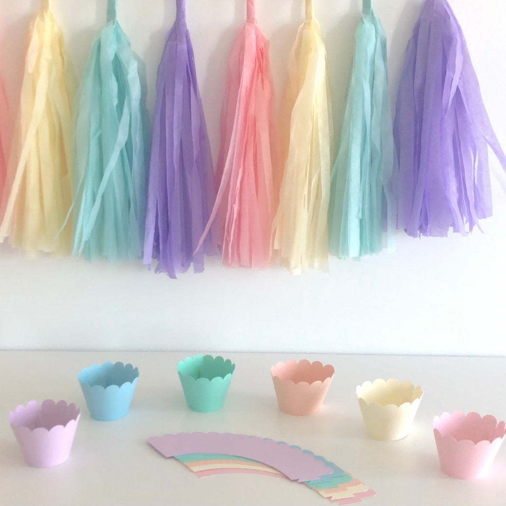 Pastel Rainbow Cupcake Wrappers